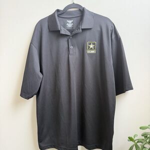 US Army Dri Duke Polo Shirt Mens XL Gray Short Sleeve Logo